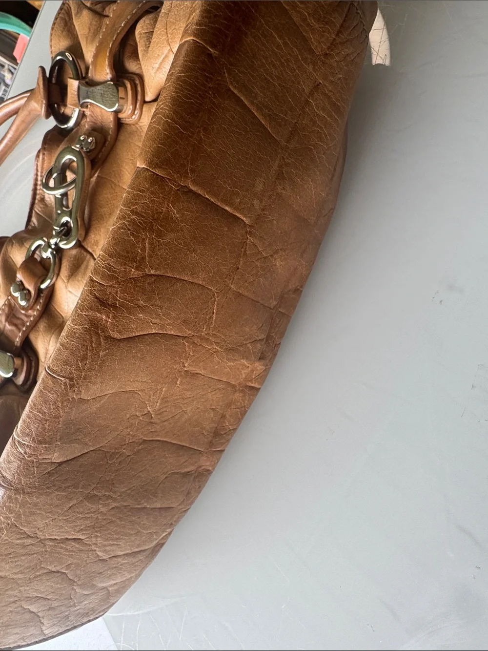 b. makowsky Cognac Leather Hobo with Silver Hardware